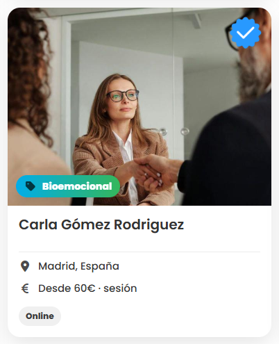 Ejemplo de perfil de coach en EncuentraTuCoach con especialidad, precio y ubicación